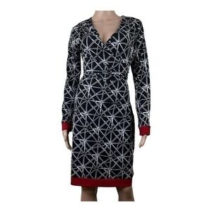 Nicole Women Dress Knees Black White Long Sleeve Size 8